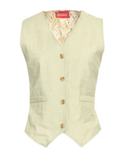 Ouvert Dimanche Woman Tailored Vest Light Green Size Onesize Polyester, Cotton, Linen