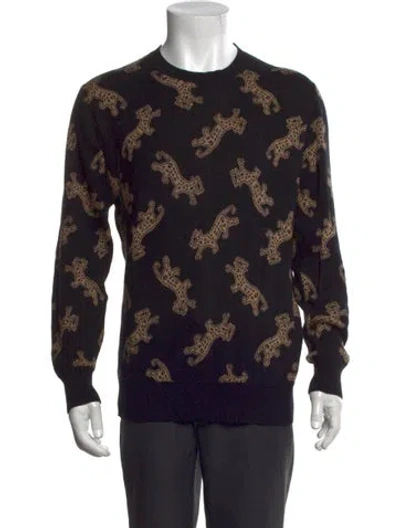 Pre-owned Ovadia & Sons Animal Print Crew Neck Pullover In Blue