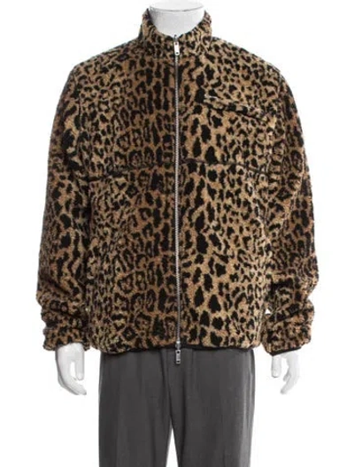 Pre-owned Ovadia & Sons Animal Print Moto Jacket In Brown