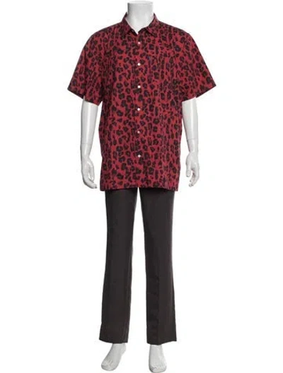 Pre-owned Ovadia & Sons Animal Print Short Sleeve Shirt In Red
