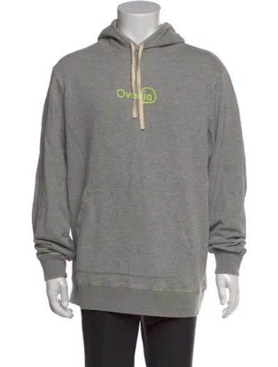 Pre-owned Ovadia & Sons Graphic Print V-neck Hoodie In Gray