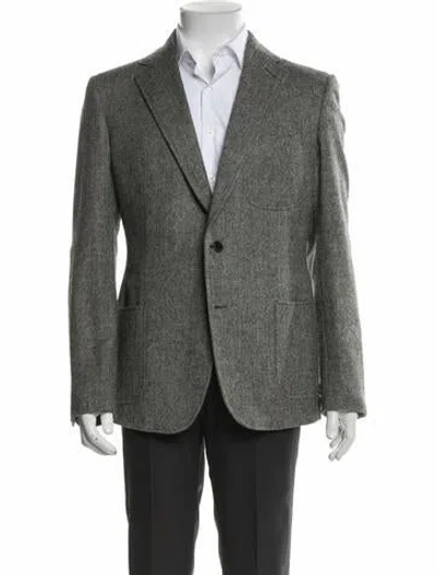 Pre-owned Ovadia & Sons Tweed Pattern Blazer In Grey