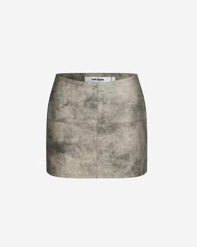 Oval Square Beat Leather Skirt In Gray