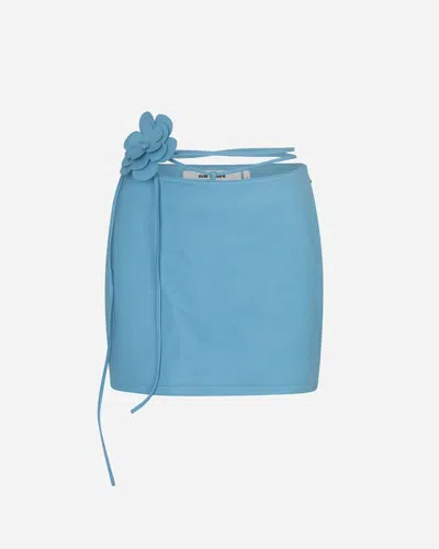 Oval Square Kicky Leather Skirt In Blue