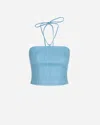Oval Square Kicky Leather Top In Blue