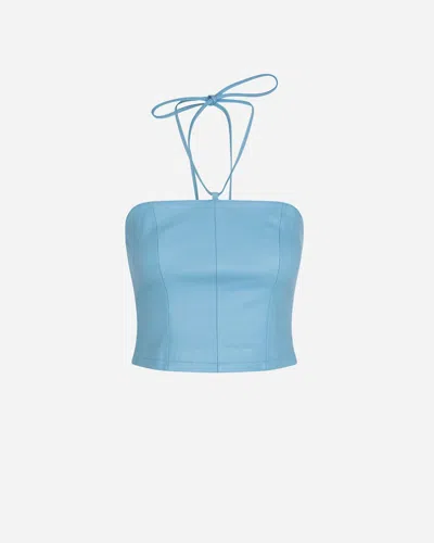 Oval Square Kicky Leather Top In Blue