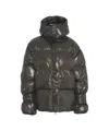 Oval Square Padded Green High-collar Coat With Boxy Silhouette In Black