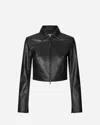 Oval Square Roadie Leather Zip Blouse In Black