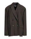 Oval Square Woman Blazer Chocolate Brown Size M Recycled Polyester, Viscose, Elastane In Brown