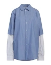 Oval Square Woman Shirt Azure Size M Organic Cotton In Blue