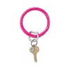 Oventure Leather Big O Key Ring In Pink Topaz Croc-embossed In Multi