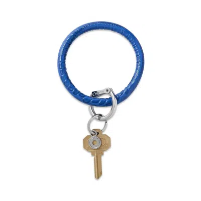 Oventure Leather Big O Key Ring In Sapphire Croc-embossed In Multi