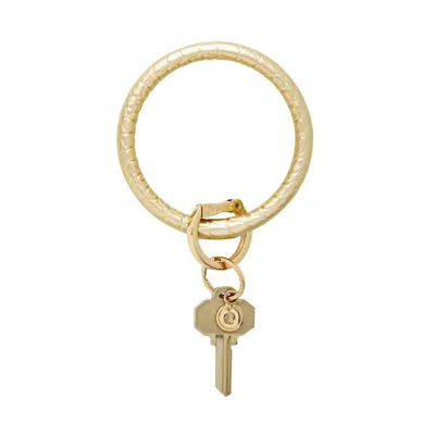 Oventure Leather Big O Key Ring In Solid Gold Rush Croc-embossed In Multi