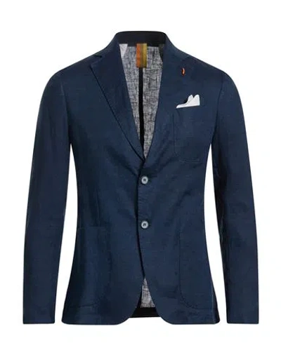 Over-d Over/d Man Blazer Navy Size 40 Linen In Blue