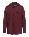 Over-d Over/d Man Shirt Burgundy Size L Polyester, Viscose, Wool In Burgundy