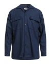 Over-d Over/d Man Shirt Navy Size Xl Polyester, Viscose, Wool In Blue