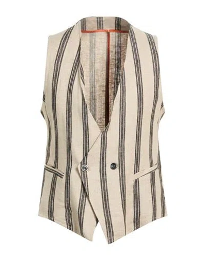 Over-d Over/d Man Tailored Vest Beige Size 42 Linen, Viscose In Neutral