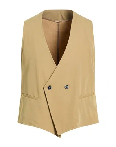 Over-d Over/d Man Tailored Vest Camel Size 42 Polyester, Rayon, Elastane In Brown