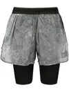Over Over Layered Drawstring Shorts In Black