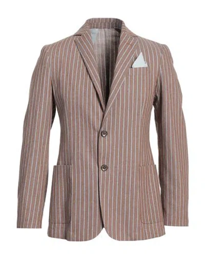 Over-d Over/d Man Blazer Brown Size 40 Cotton, Polyester, Linen