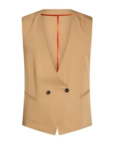 Over-d Over/d Man Tailored Vest Sand Size 36 Polyester, Viscose, Elastane In Beige