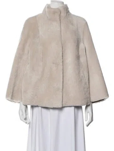 Pre-owned Overland Eel Skin Faux Fur Jacket In Neutrals
