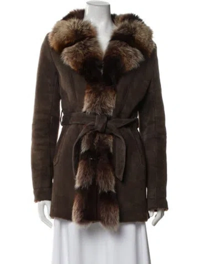 Pre-owned Overland Faux Fur Coat In Brown