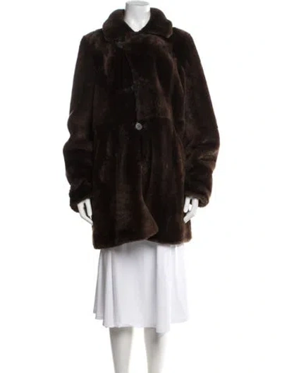 Pre-owned Overland Faux Fur Coat In Brown