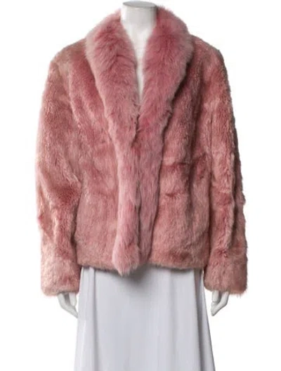 Pre-owned Overland Faux Fur Faux Fur Coat In Pink