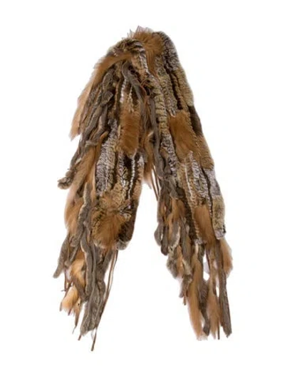 Pre-owned Overland Fur Scarf In Brown