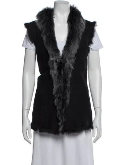 Pre-owned Overland Fur Vest In Black