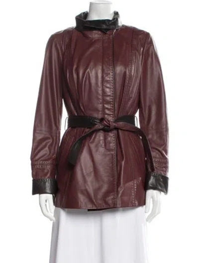 Pre-owned Overland Lamb Leather Biker Jacket In Red