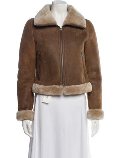 Pre-owned Overland Lamb Leather Fur Jacket In Brown