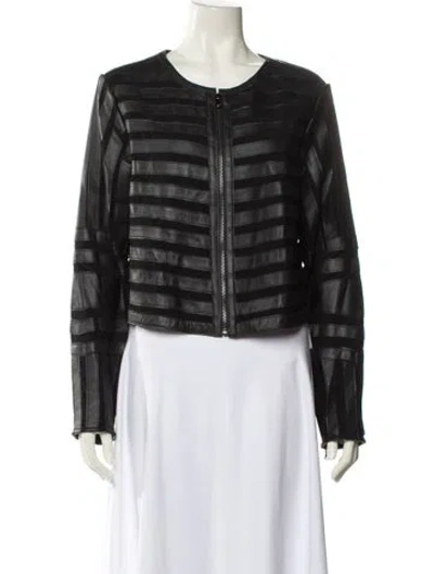 Pre-owned Overland Lamb Leather Striped Jacket In Black