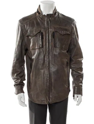 Pre-owned Overland Lamb Leather Utility Jacket In Brown