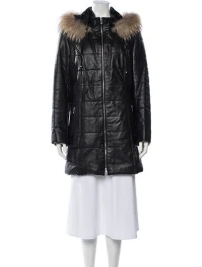 Pre-owned Overland Lambskin Down Coat In Black