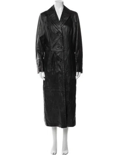 Pre-owned Overland Lambskin Trench Coat In Black