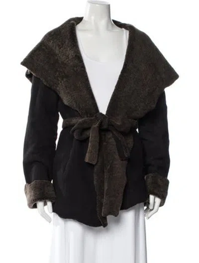 Pre-owned Overland Leather Coat In Black