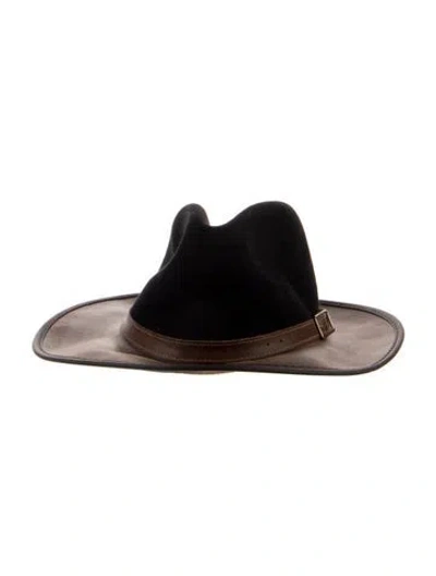 Pre-owned Overland Leather Fedora In Black/brown