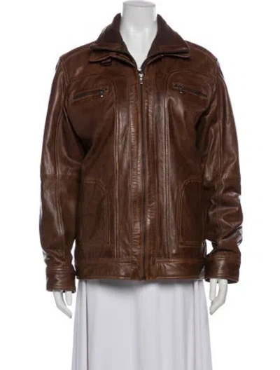 Pre-owned Overland Leather Jacket In Brown