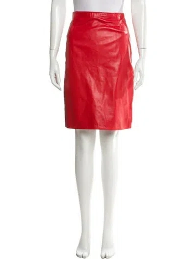 Pre-owned Overland Leather Knee-length Skirt In Red
