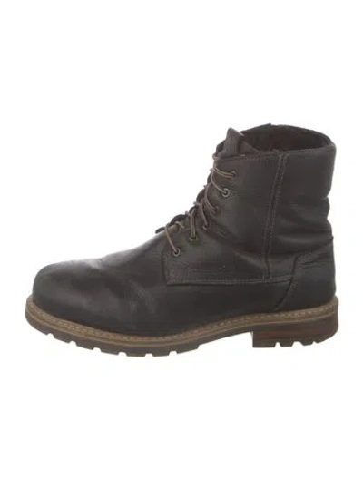 Pre-owned Overland Leather Lace-up Boots In Black