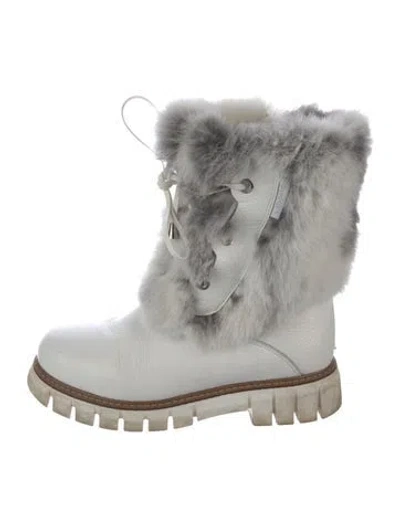 Pre-owned Overland Leather Lace-up Boots In White