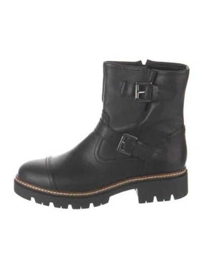 Pre-owned Overland Leather Moto Boots In Blue