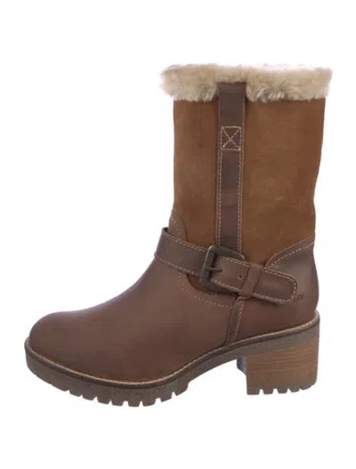 Pre-owned Overland Leather Moto Boots In Brown