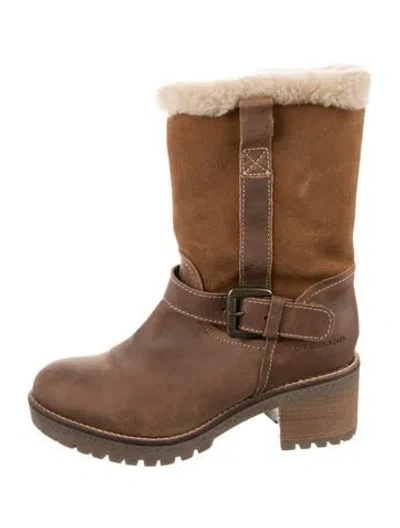 Pre-owned Overland Leather Moto Boots In Brown