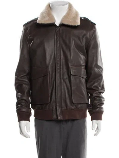 Pre-owned Overland Leather Moto Jacket In Brown