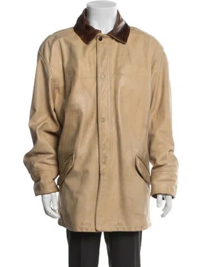 Pre-owned Overland Leather Overcoat In Neutrals
