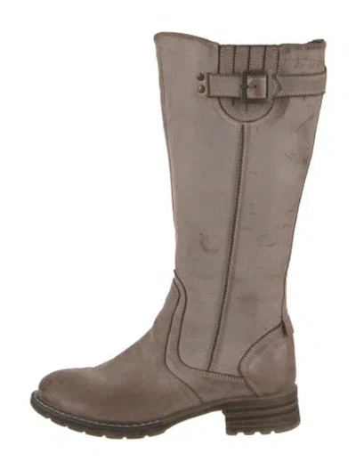 Pre-owned Overland Leather Riding Boots In Grey