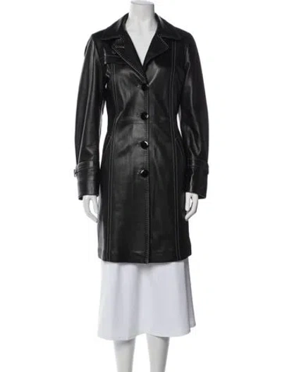 Pre-owned Overland Leather Trench Coat In Gray